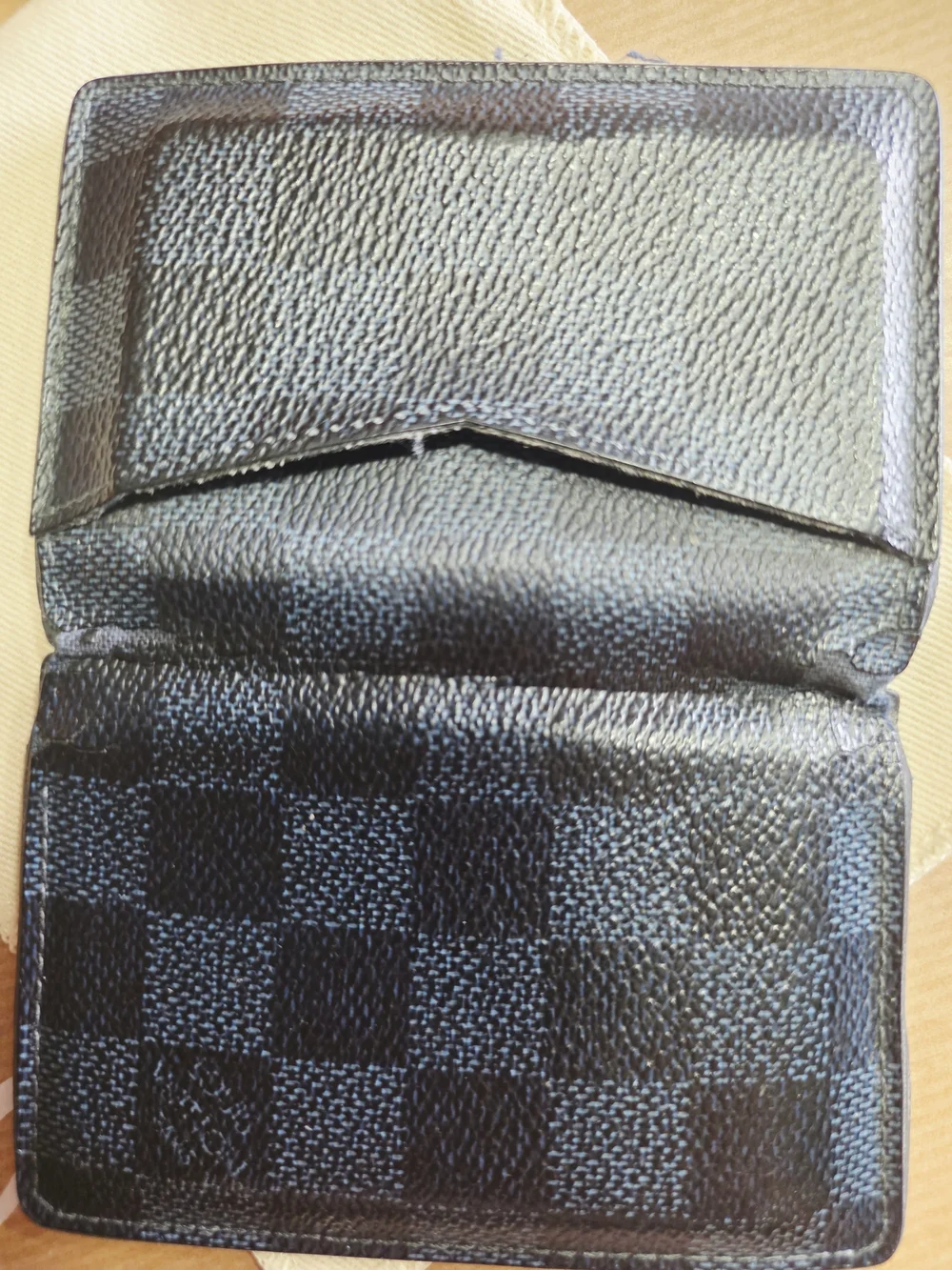 Louis Vuitton Men's Black Check Card Holder Wallet